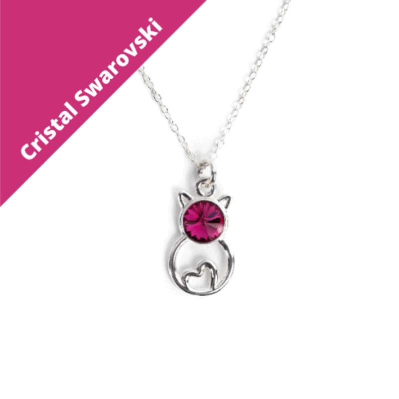 GIF - Pisica pandantiv argint cu cristal swarovski